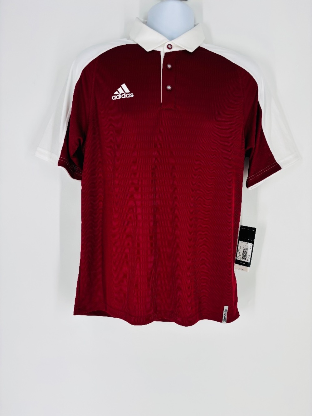 NWT Adidas Men's Climalite Athletic Polo Shirt Burgundy / White Size: Medium